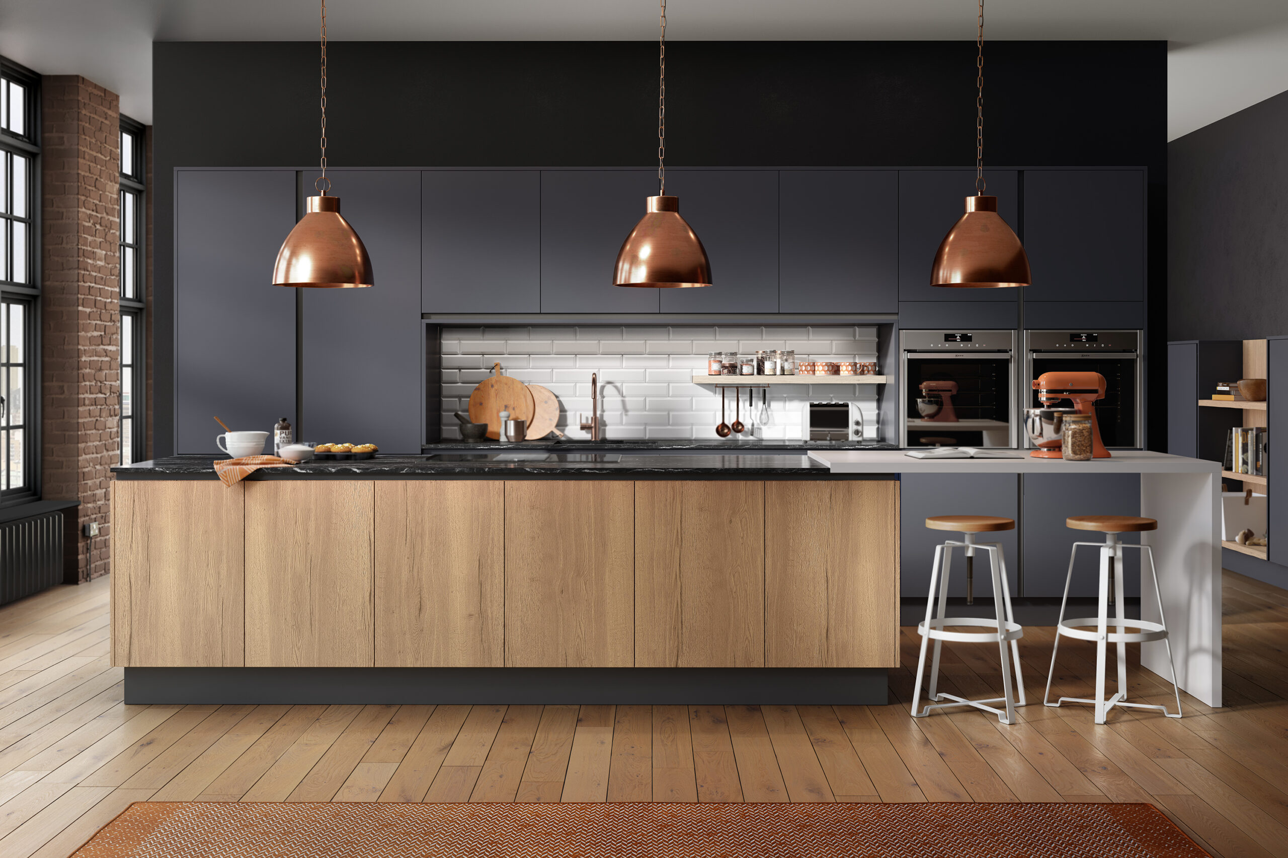 Cube Dark Blue and Woodgrain New England Oak 2 (1)